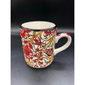 Nakkas Cini Turkish Hand Painted in Turkey Embossed Coffee Mug with Tag